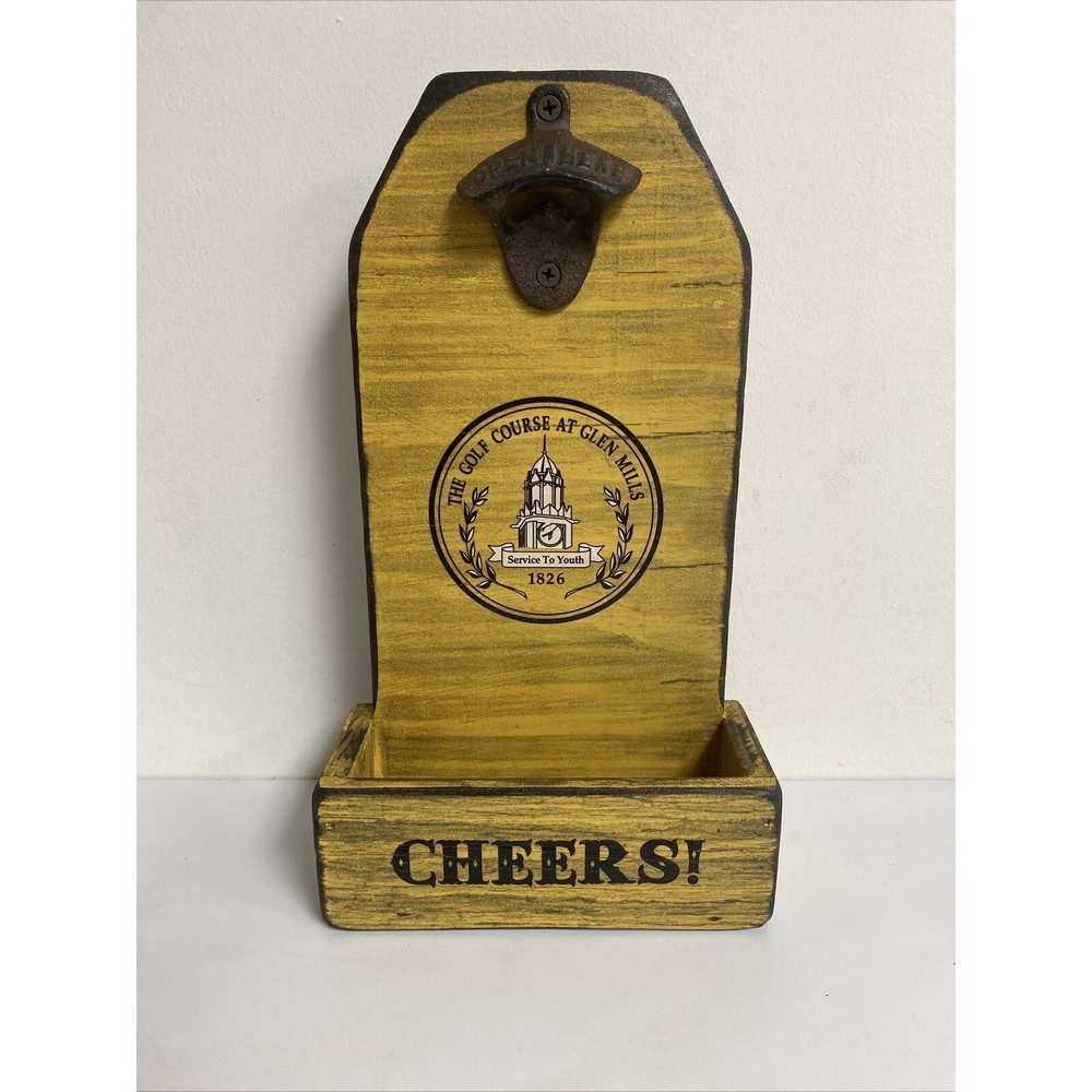 Vintage Signs By Sea Wood Wall Mount Bottle Opener Cap Catcher Man Cave Bar